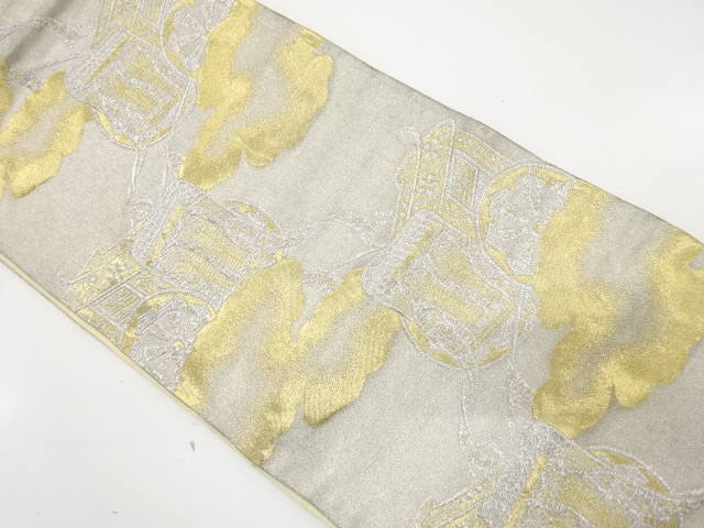 JAPANESE KIMONO / ANTIQUE FUKURO OBI / SILK / WOVEN CARRIAGE